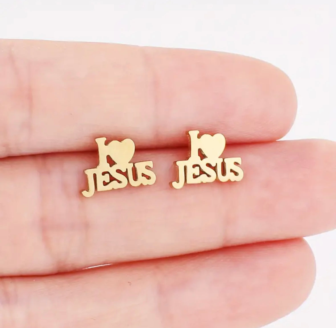 Unisex Stainless Steel I ❤️ JESUS Stud Earrings