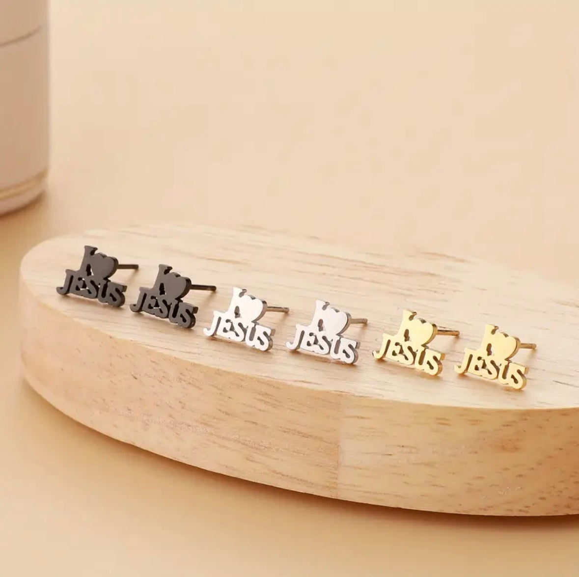 Unisex Stainless Steel I ❤️ JESUS Stud Earrings