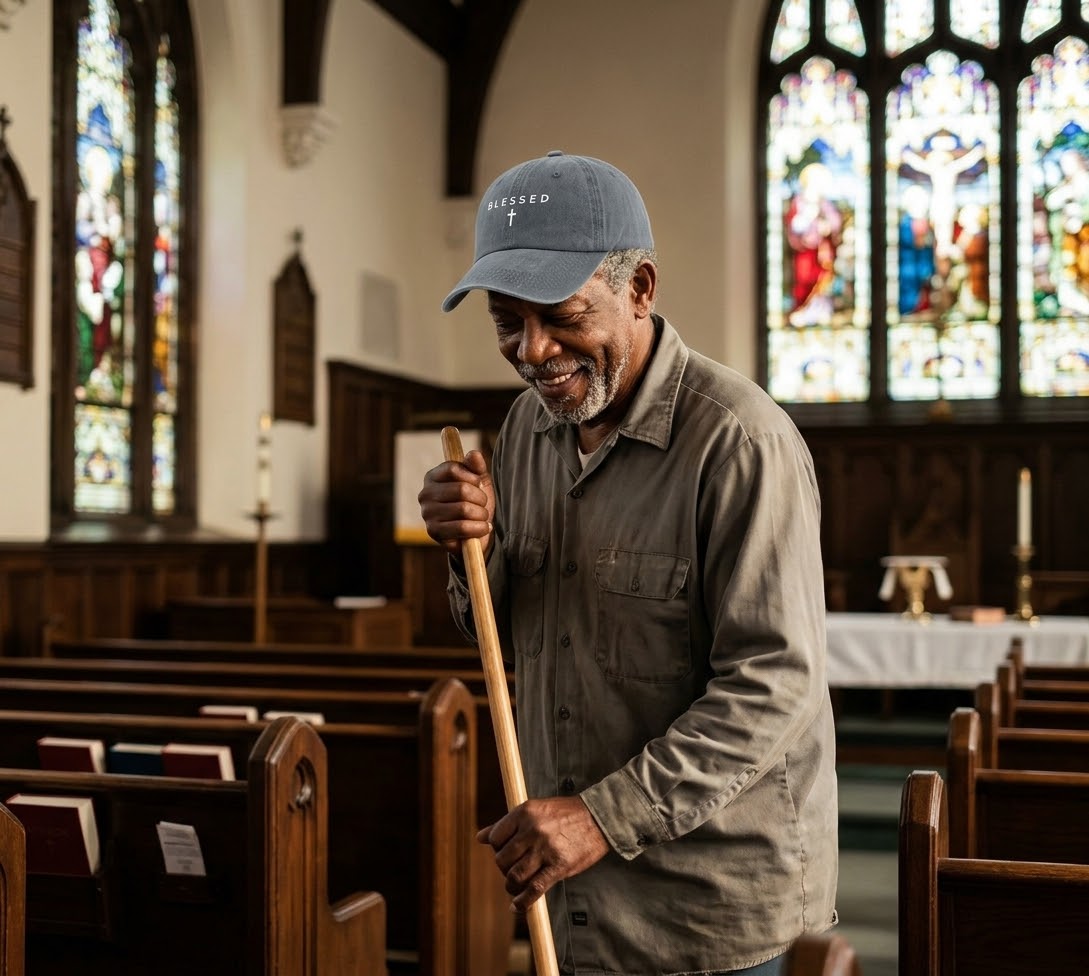 "BLESSED" Cross Embroidered Vintage Washed Baseball Cap
