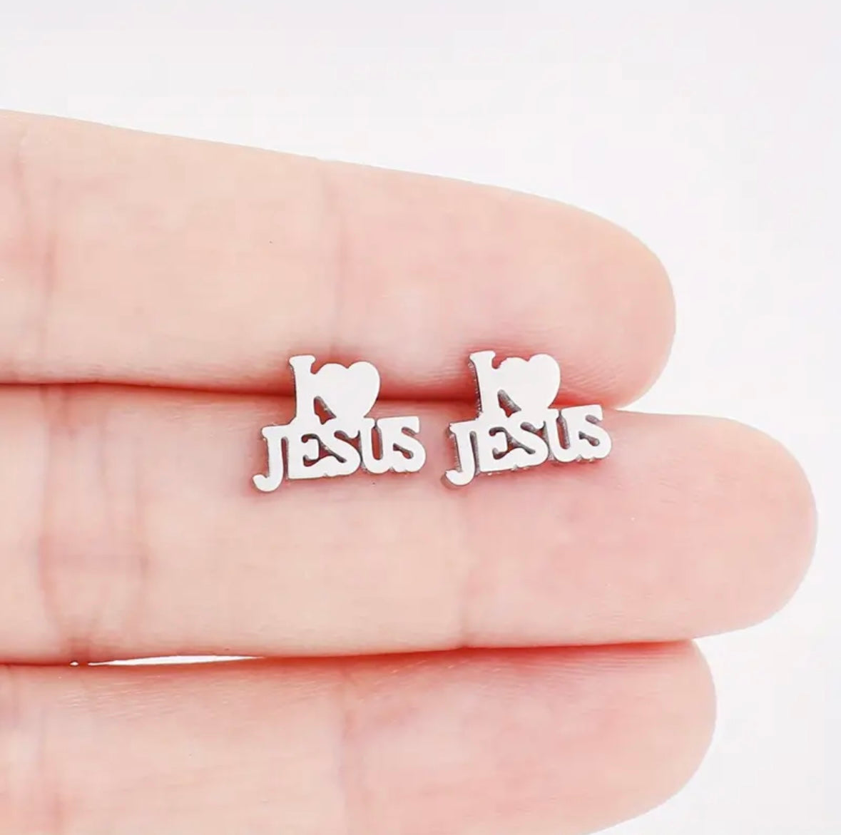 Unisex Stainless Steel I ❤️ JESUS Stud Earrings