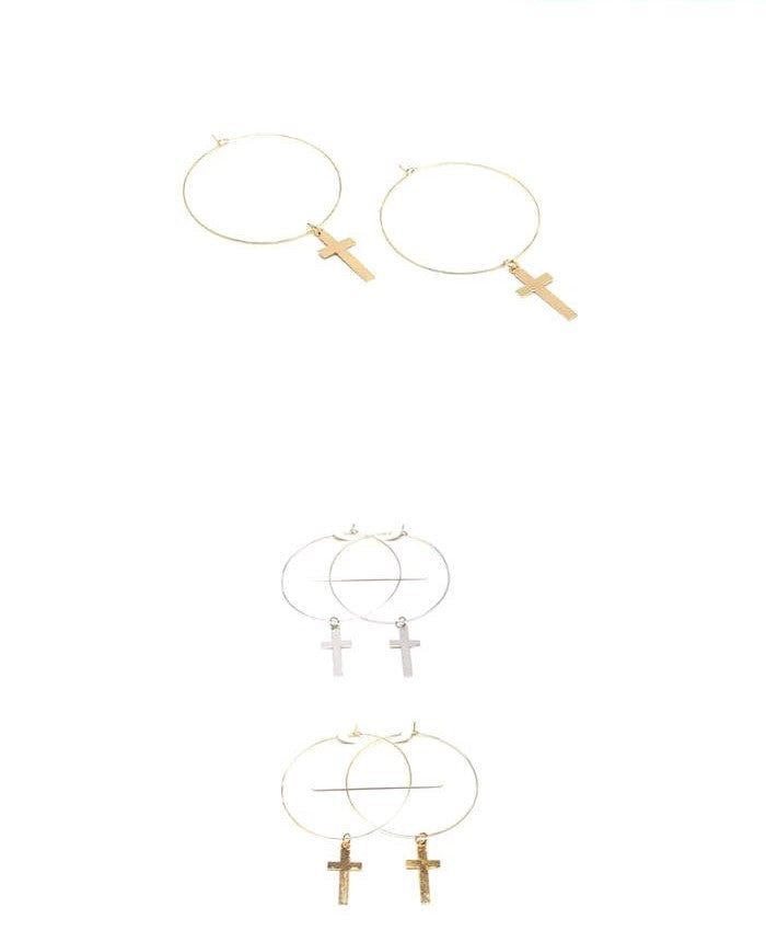 Cross Hoop Earrings