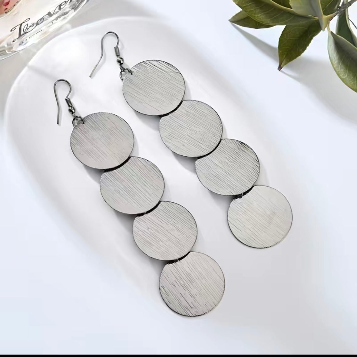 Long Vintage Tiered Disc Earrings