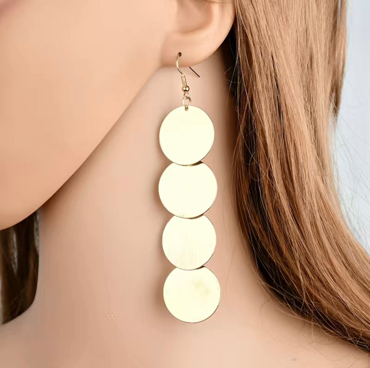 Long Vintage Tiered Disc Earrings
