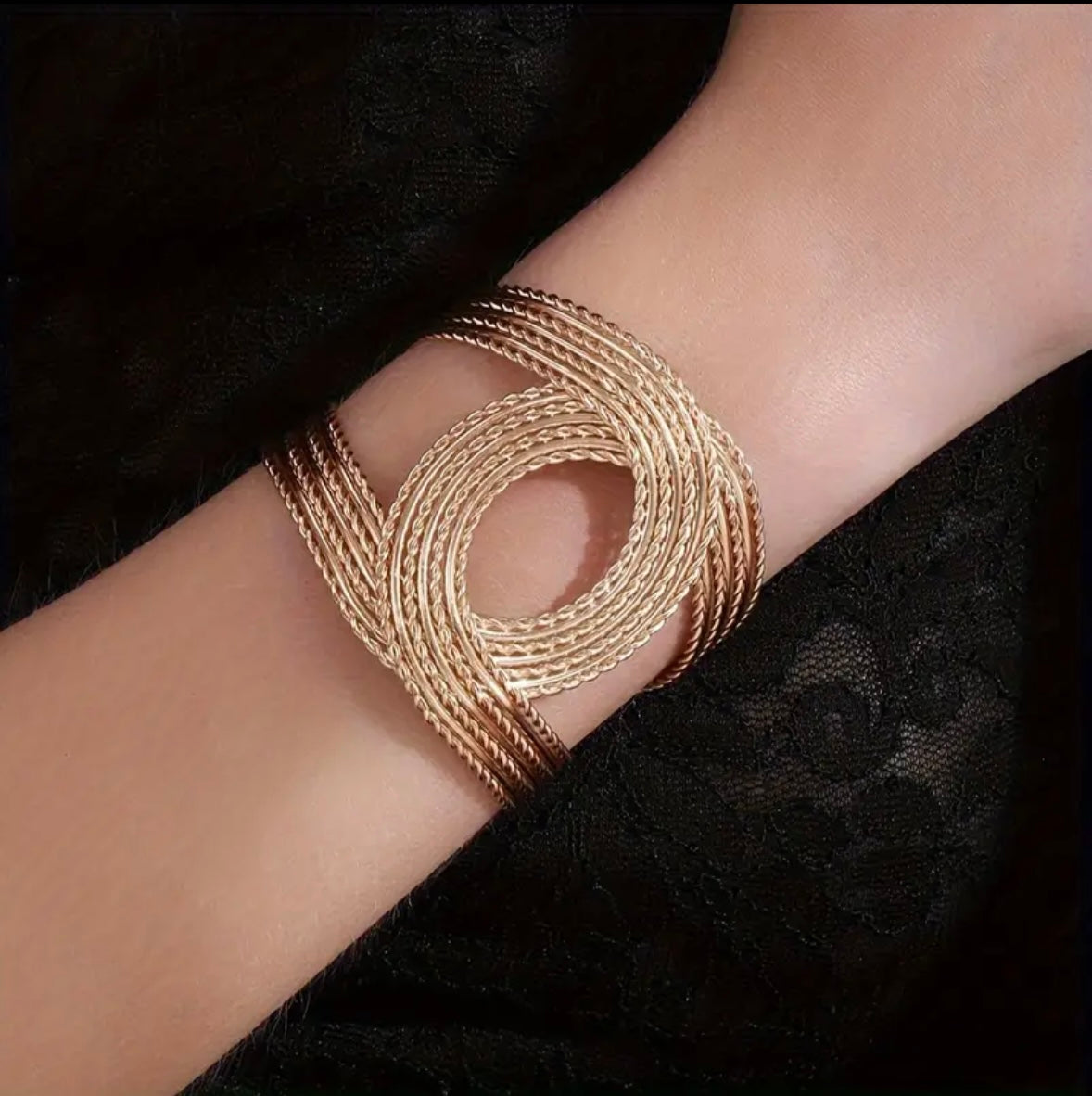 Elegant 14K Gold-Plated Open Cuff Bangle Bracelet – Adjustable