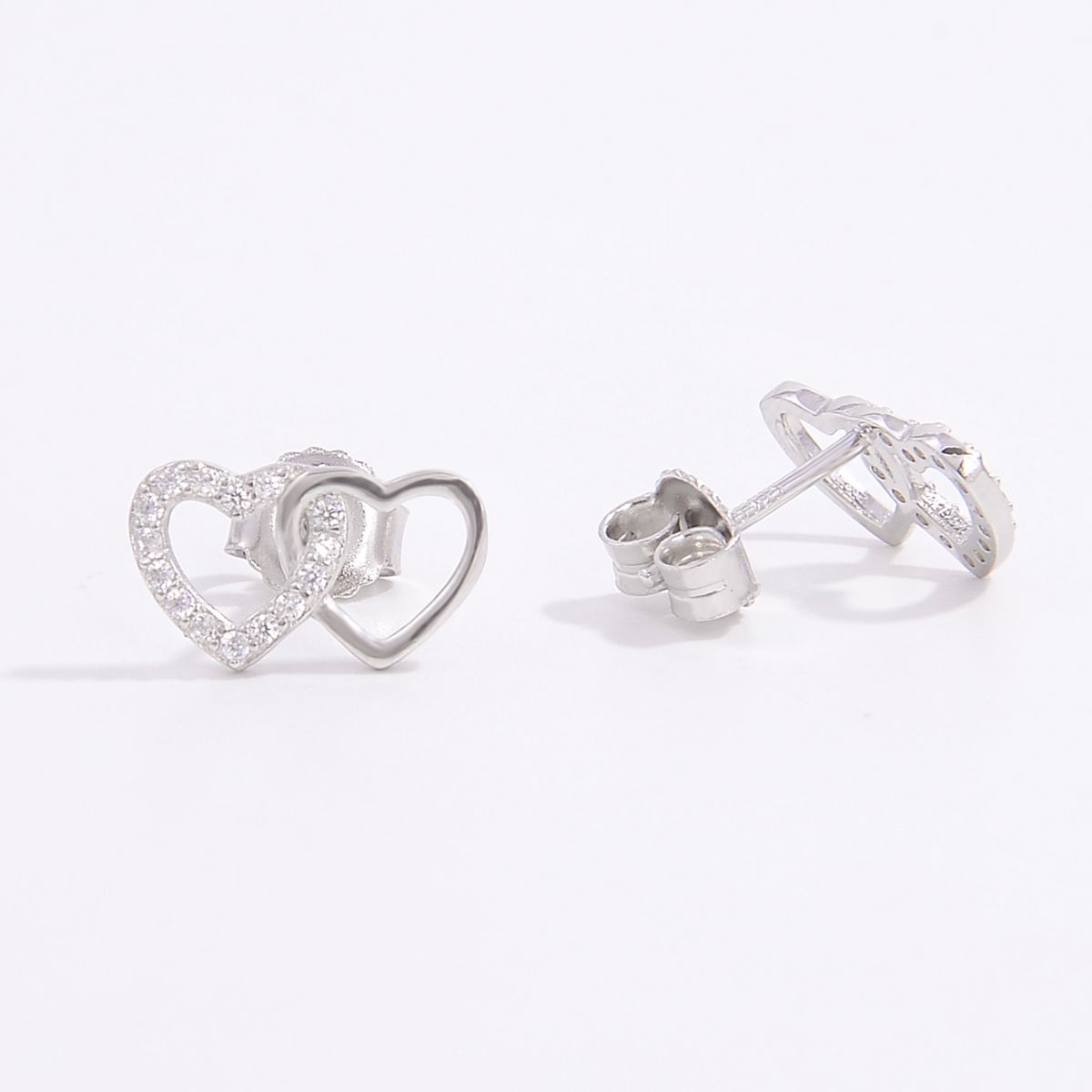 925 Sterling Silver Zircon Heart Earrings