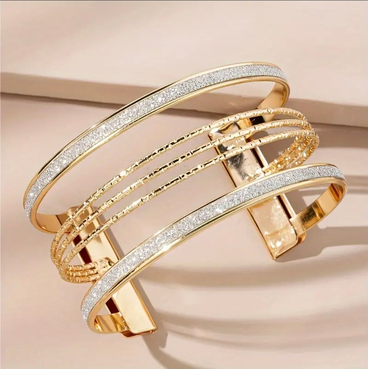 Elegant Gold and Silver-Plated Multi-Strand Cuff Bracelet for Women