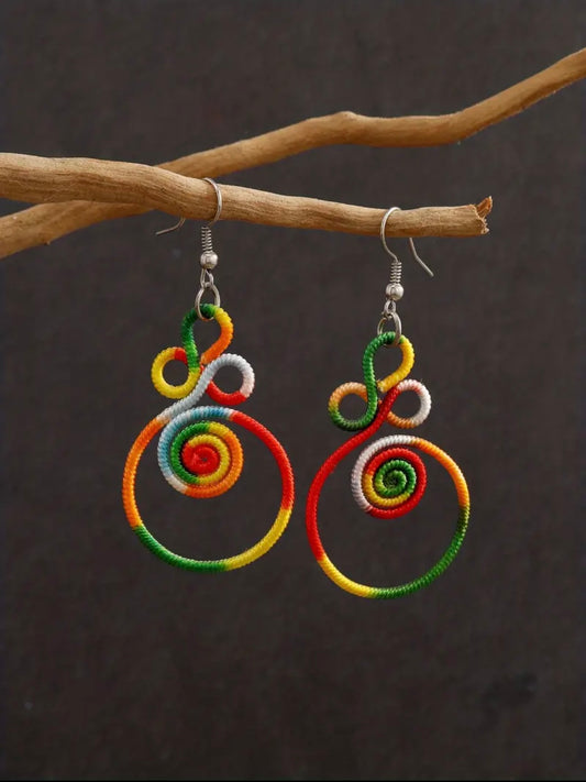 Colorful Hollow Vintage-Inspired Spiral Earrings