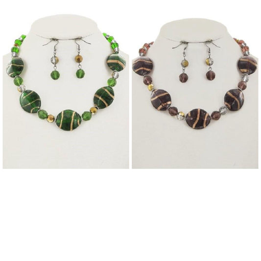 Metallic Striped Acrylic Necklace Sets