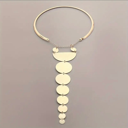 Elegant Golden Geometric Pendant Necklace - Perfect for Banquets & Parties