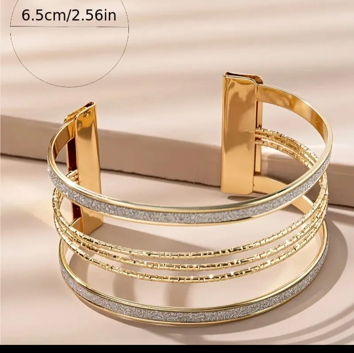 Elegant Gold and Silver-Plated Multi-Strand Cuff Bracelet for Women