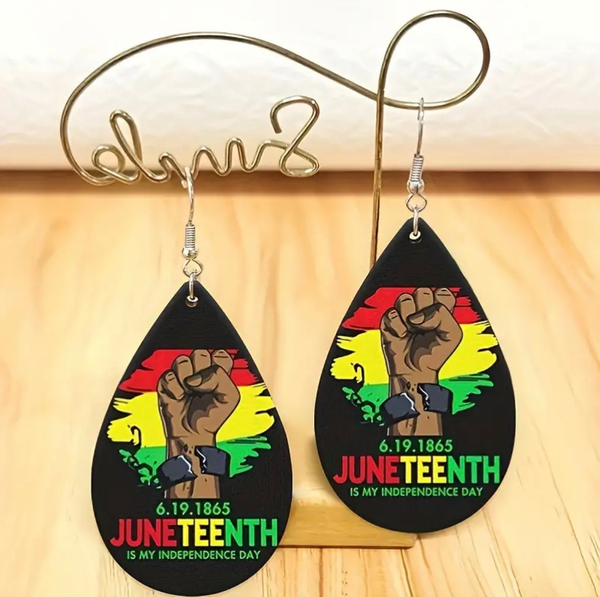 Juneteenth Celebration Earrings - Vintage African-Inspired Double-Sided PU Leather