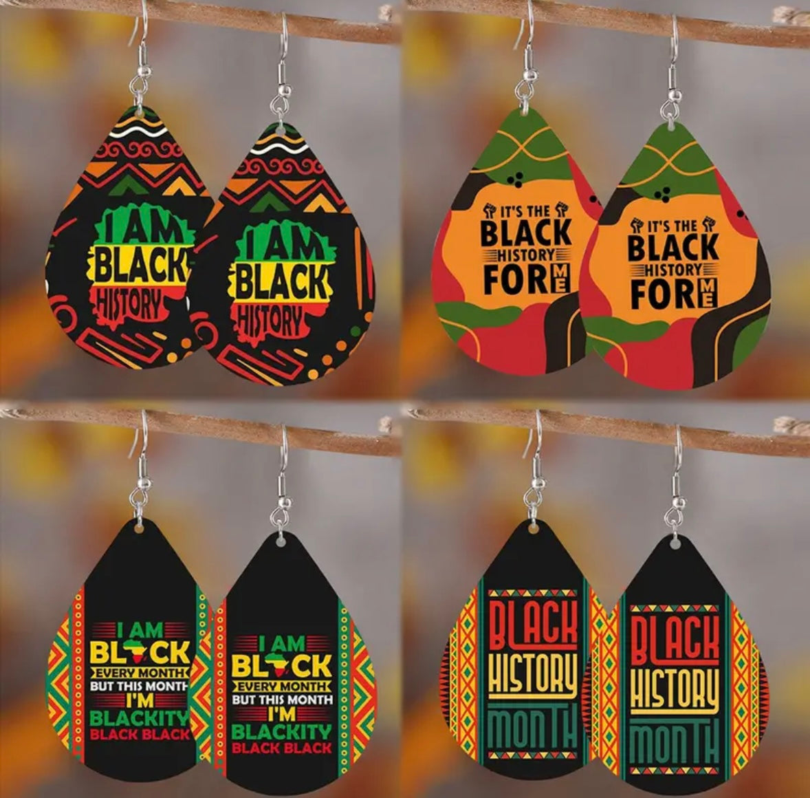 Juneteenth Celebration Earrings - Vintage African-Inspired Double-Sided PU Leather