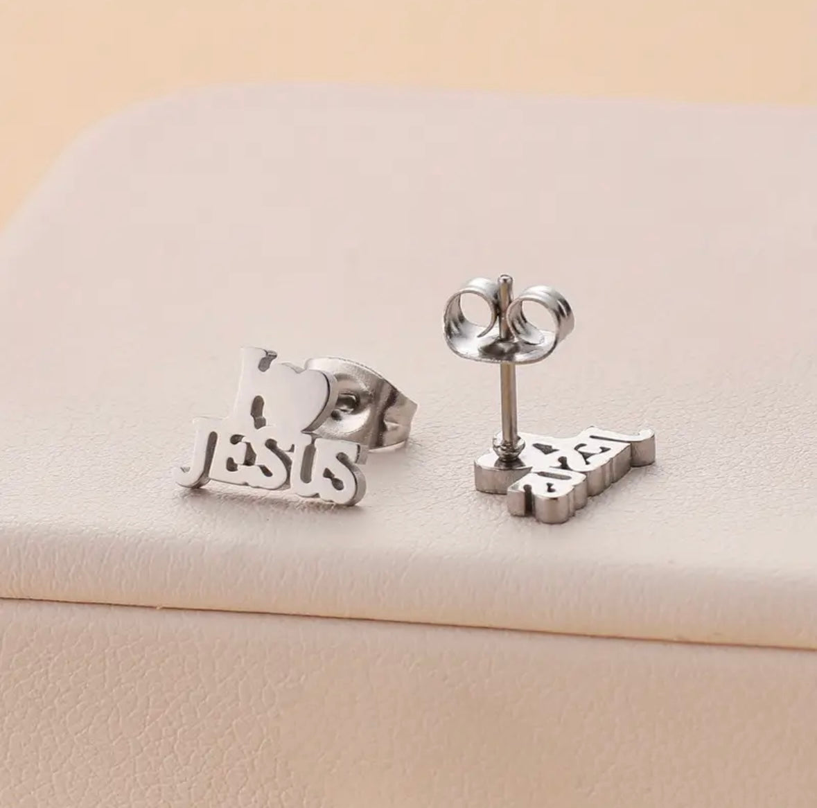 Unisex Trendy Simple Stainless Steel JESUS Stud Earrings