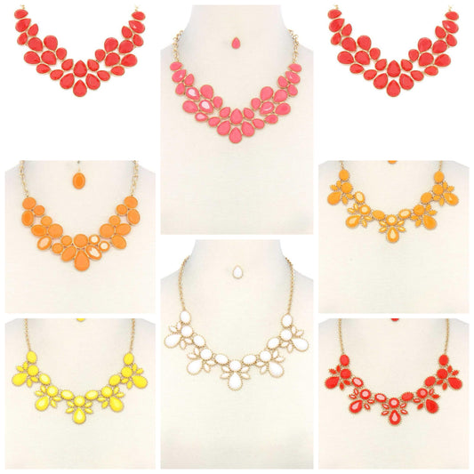 Colorful Acrylic Teardrop or Floral Necklaces