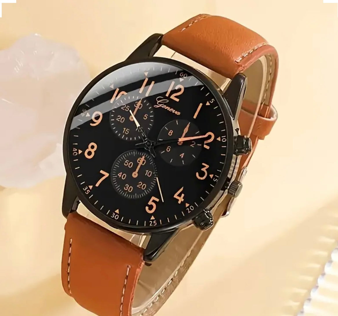 Men's Business Quartz Watch Set with Bracelets | Stylish Gift for Father's Day