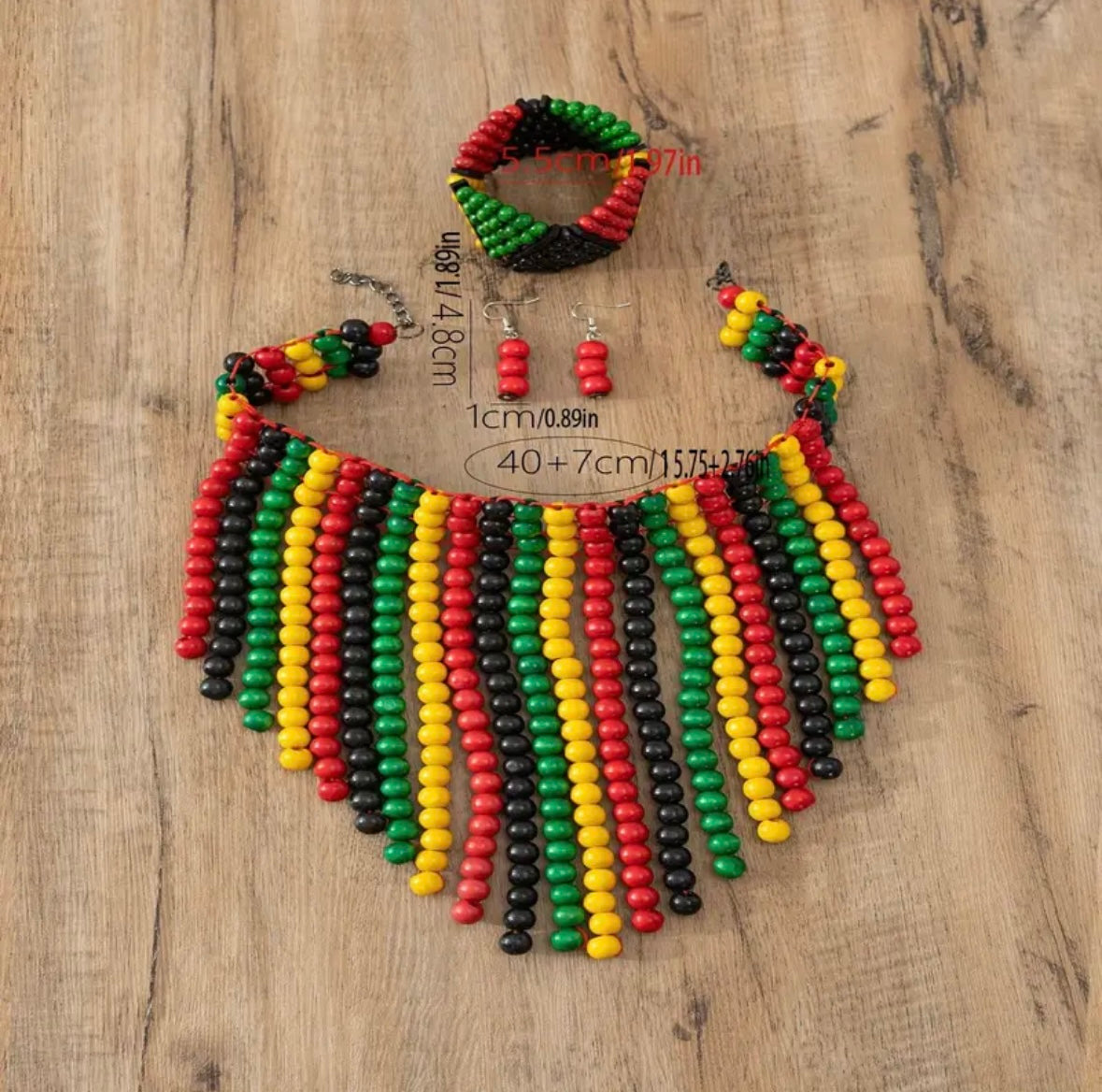 Chic Boho 3-Piece Jewelry Set - Colorful Beaded Necklace Set -Africa Inspired