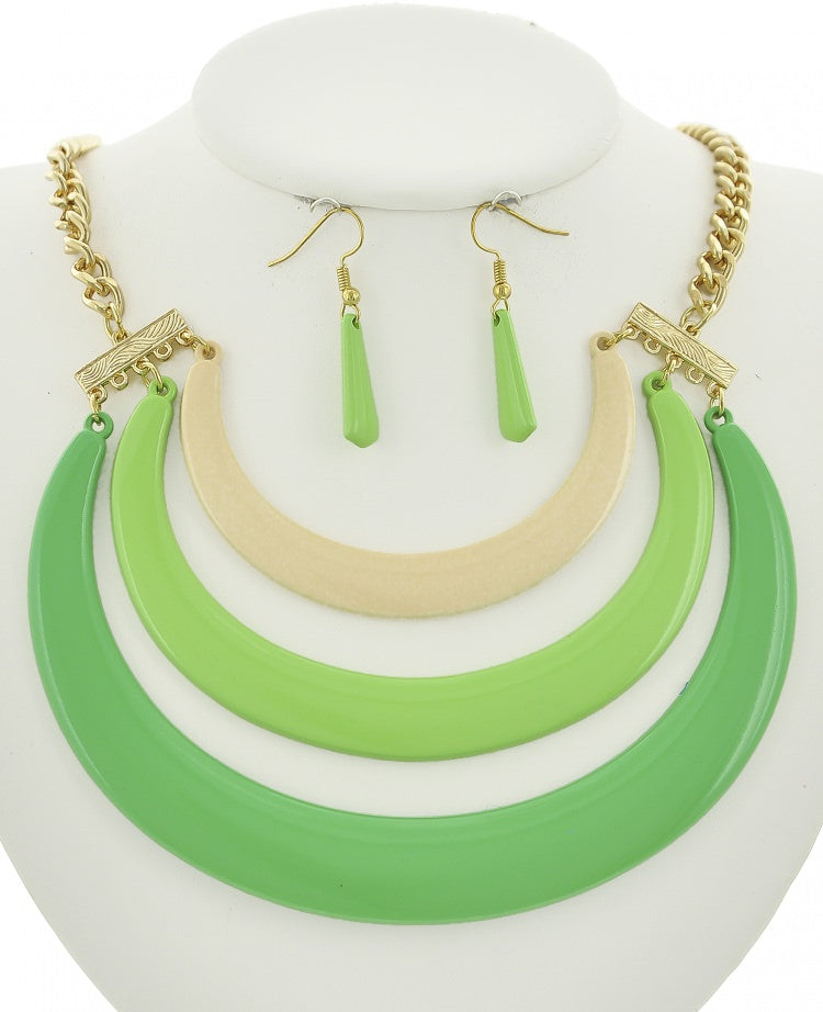 Colorful Herringbone Statement Necklace Set