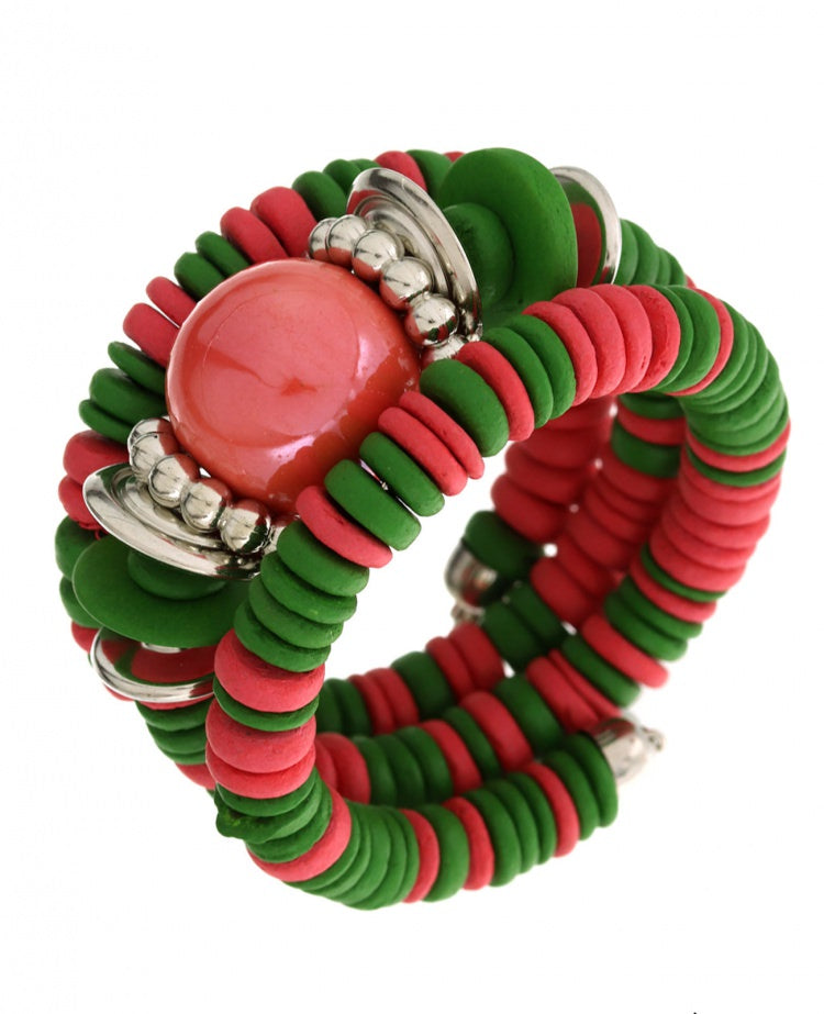 Wooden Bead Wrap Spiral Bracelet