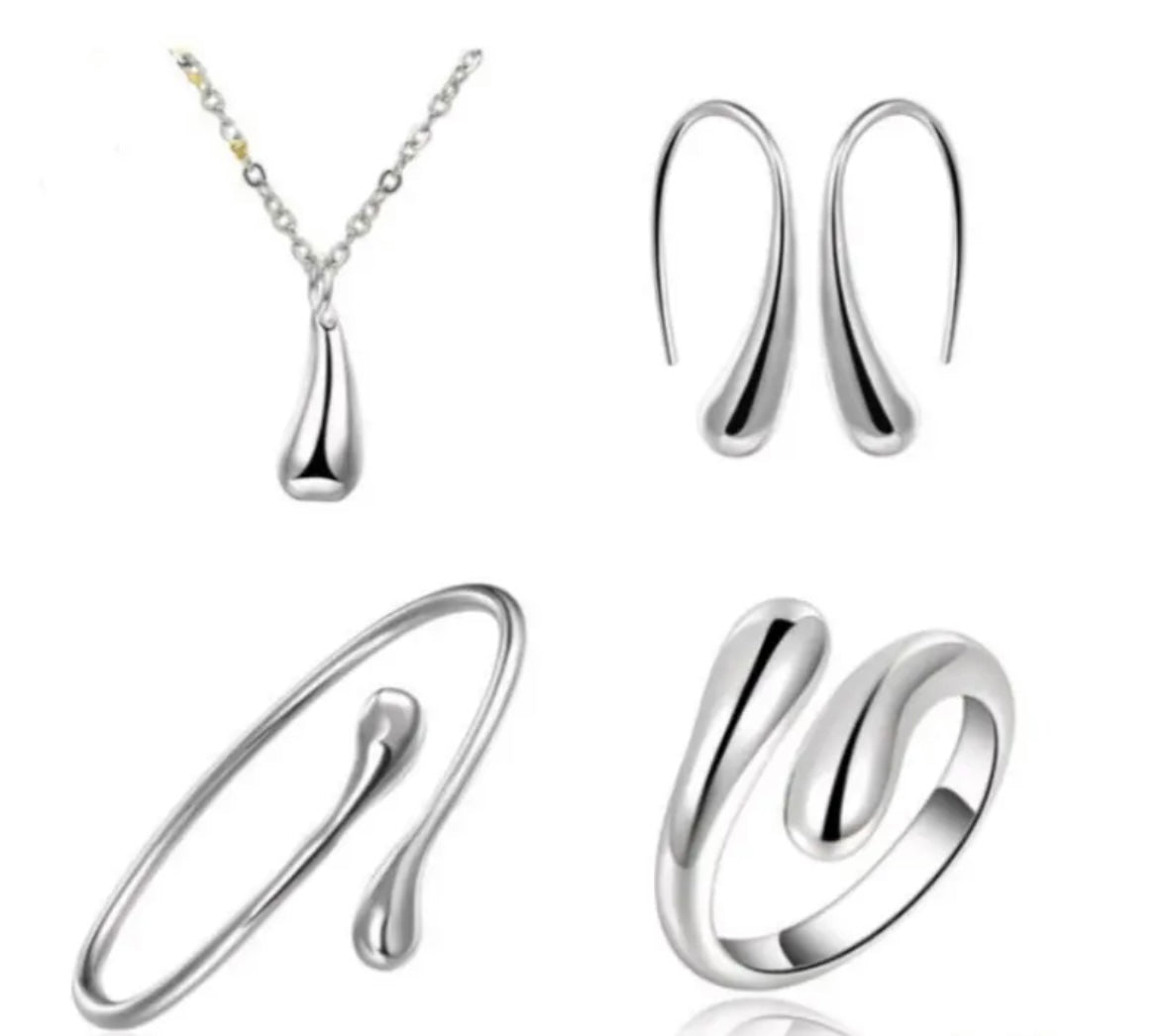 Exquisite Water Droplet Jewelry Set - Plated White K Alloy