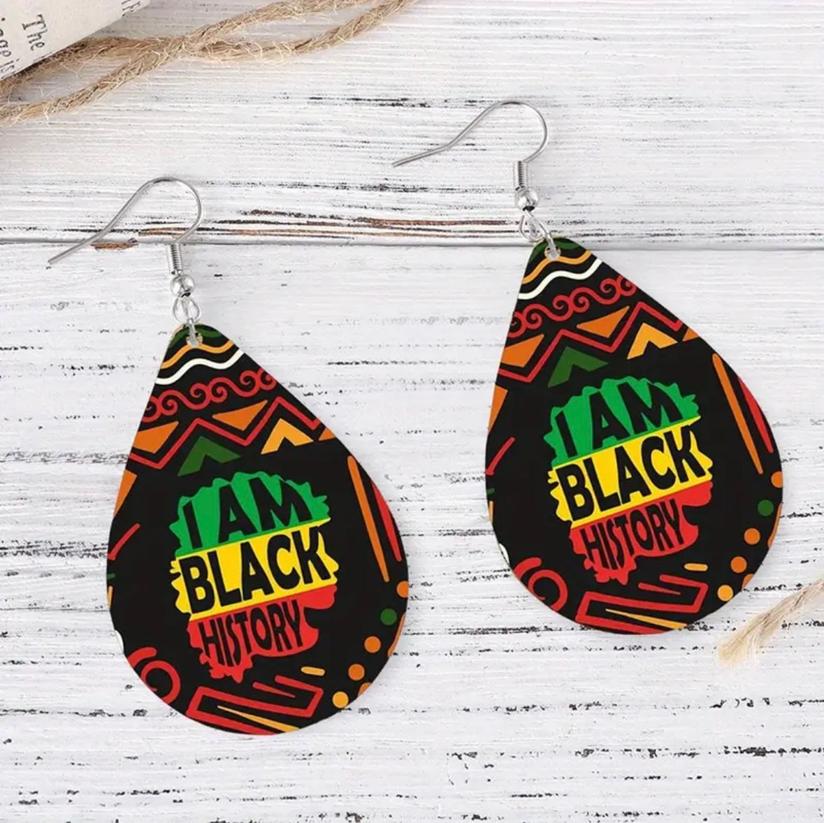 Juneteenth Celebration Earrings - Vintage African-Inspired Double-Sided PU Leather