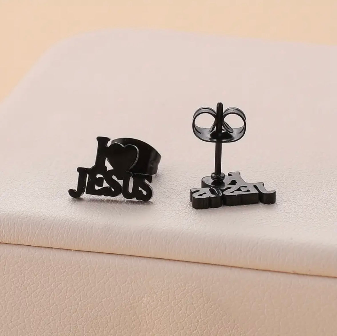 Unisex Trendy Simple Stainless Steel JESUS Stud Earrings