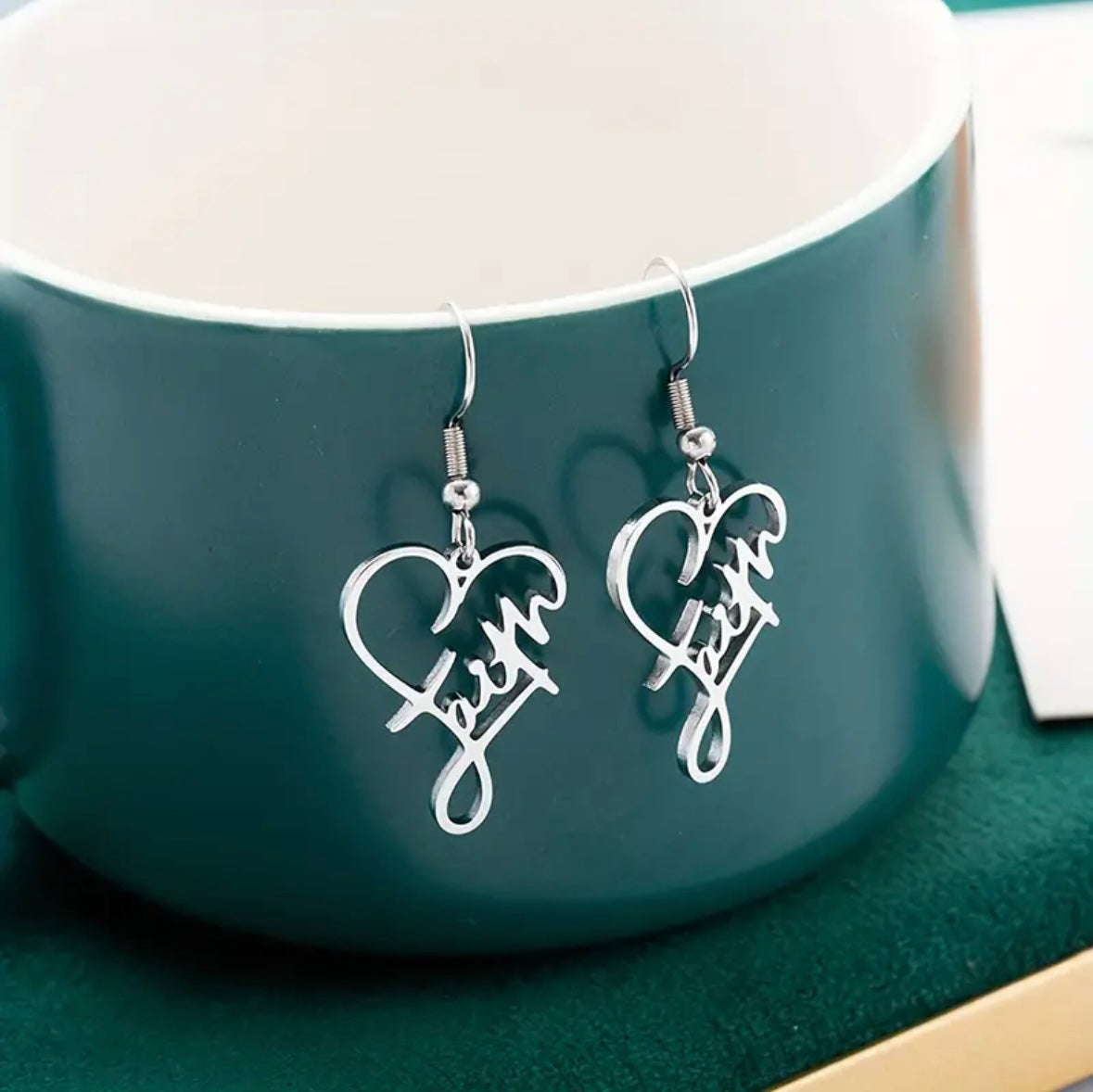 Faith and Grace Inspirational Silver Dangle Earrings Set for Women