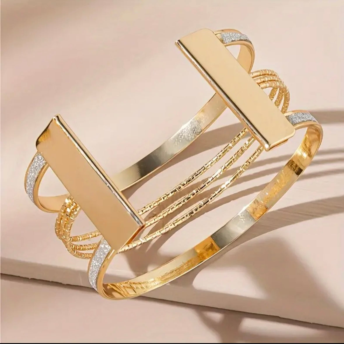 Elegant Gold and Silver-Plated Multi-Strand Cuff Bracelet for Women