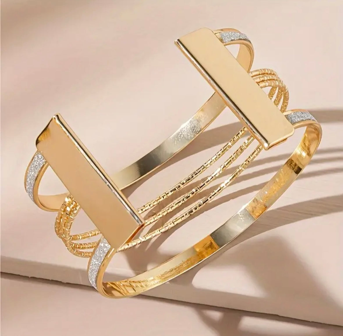 Elegant Gold and Silver-Plated Multi-Strand Cuff Bracelet for Women