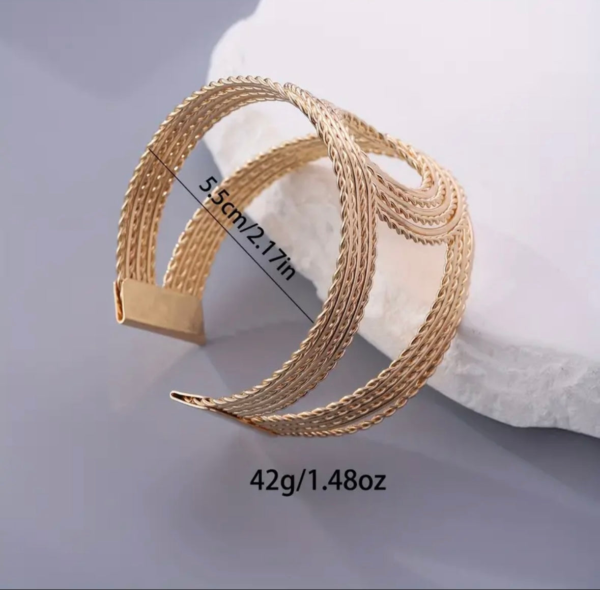 Elegant 14K Gold-Plated Open Cuff Bangle Bracelet – Adjustable