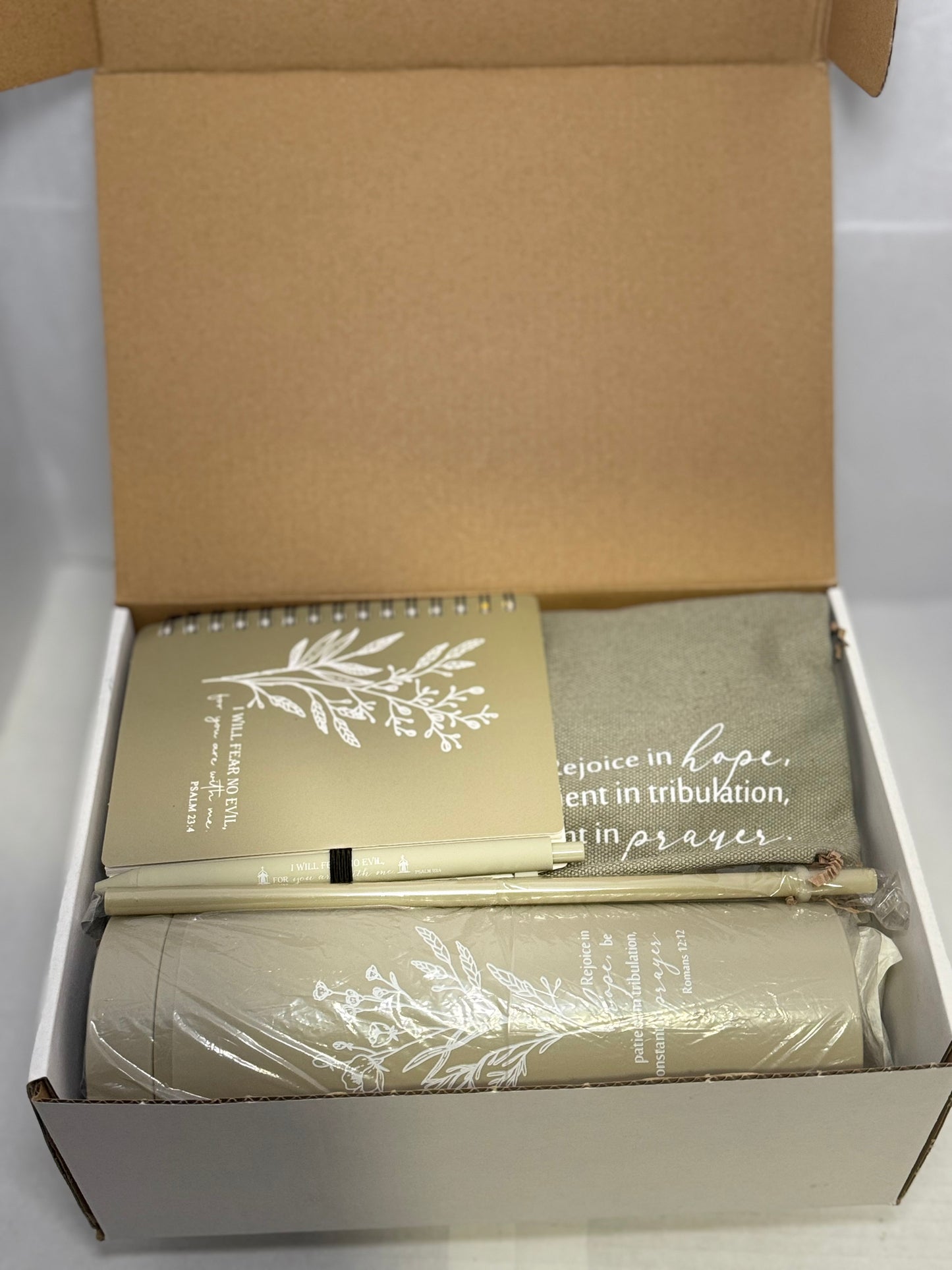 Faithful Affirmations Christian Gift Set – Bible Verse Tumbler & Makeup Bag Collection | Inspirational Gifts for Women