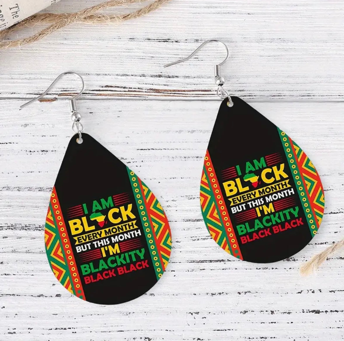 Juneteenth Celebration Earrings - Vintage African-Inspired Double-Sided PU Leather