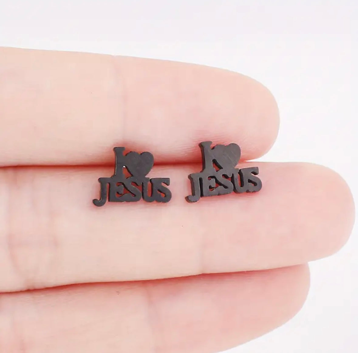 Unisex Trendy Simple Stainless Steel JESUS Stud Earrings