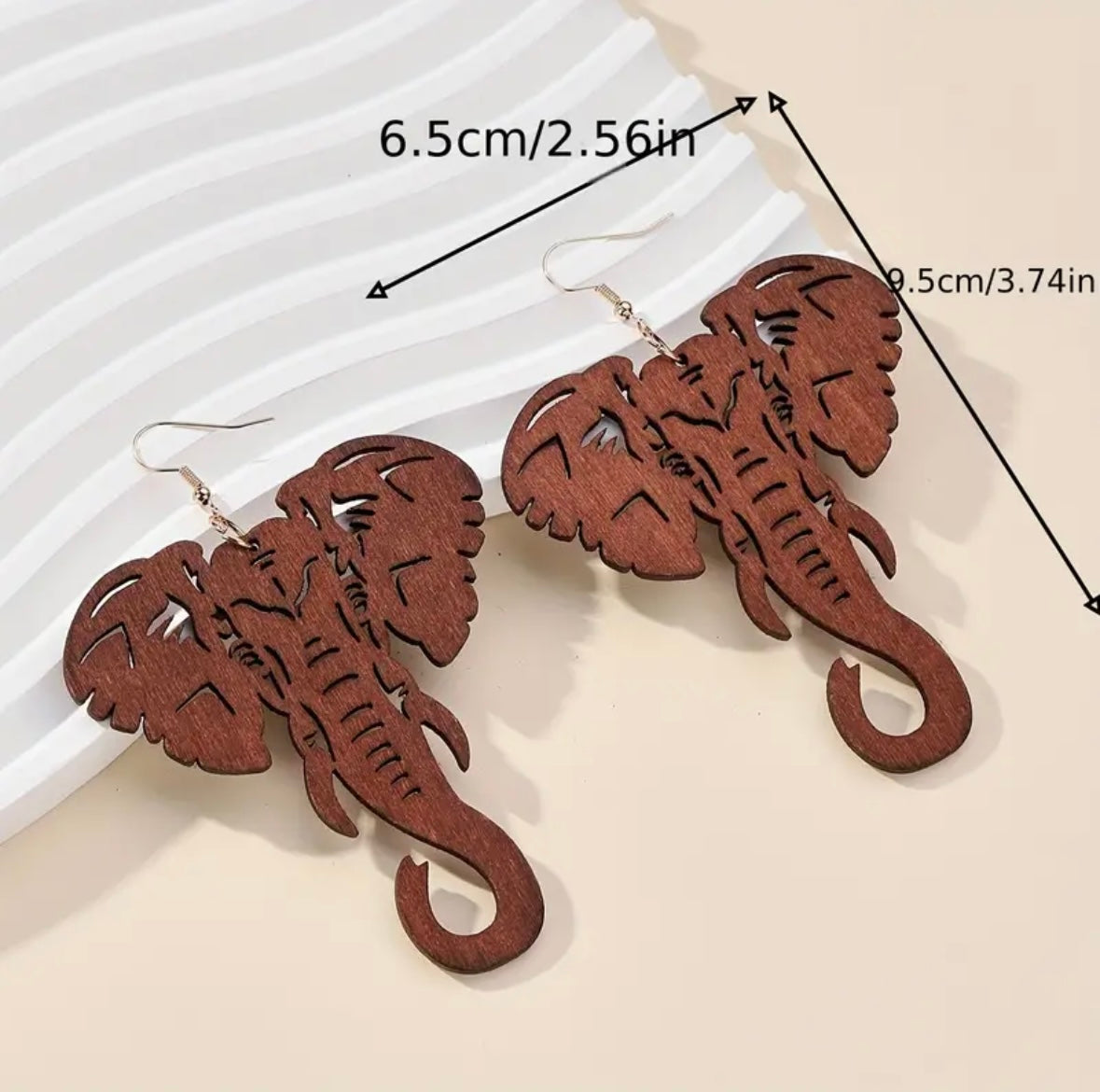 Unveil Your Boho Chic: Trendy 3.74" Wooden Elephant Head Earrings for a Playful Vacation Look!