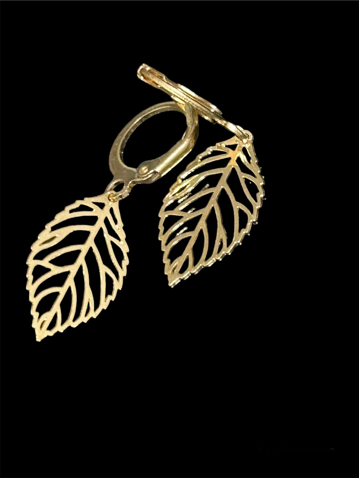 1" Gold Plated Leaf Earrings