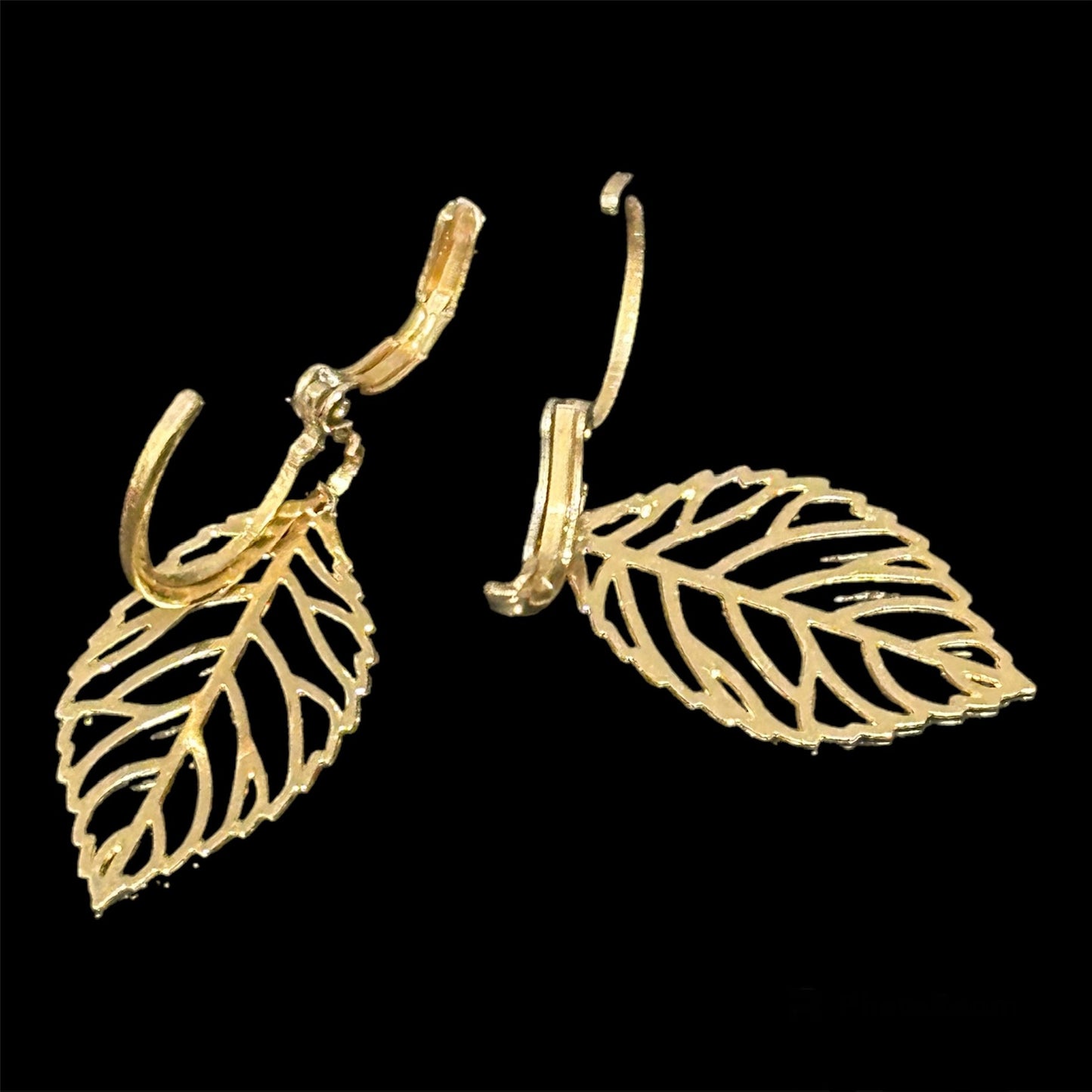 1" Gold Plated Leaf Earrings