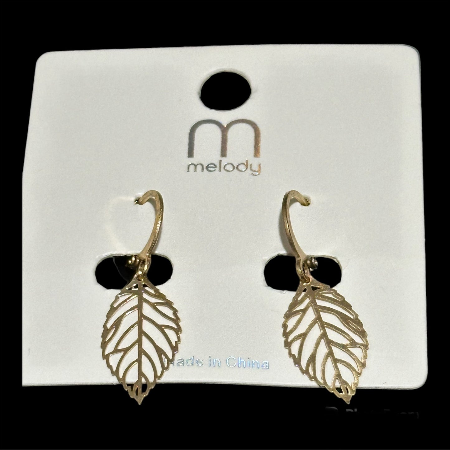 1" Gold Plated Leaf Earrings