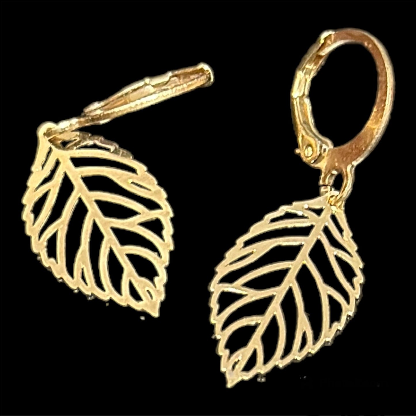 1" Gold Plated Leaf Earrings