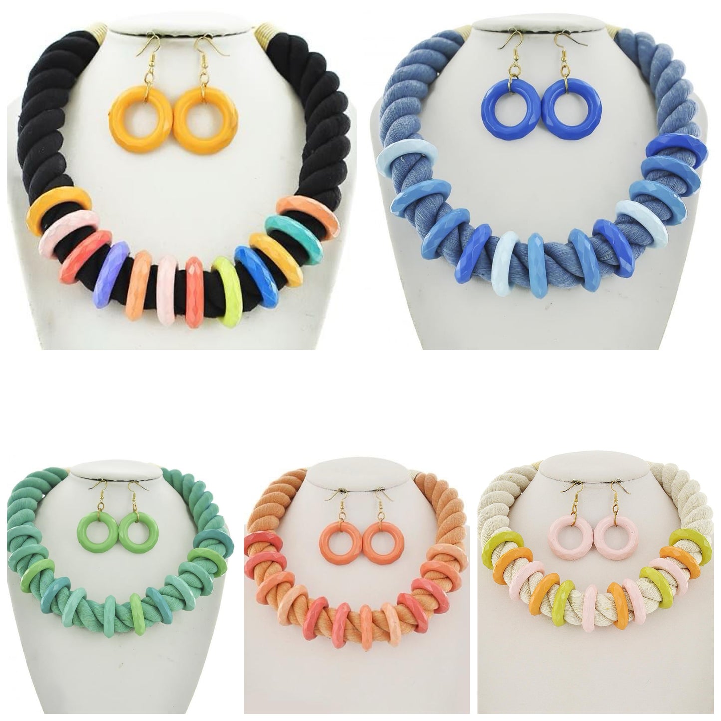 Colorful Cord Necklace Sets