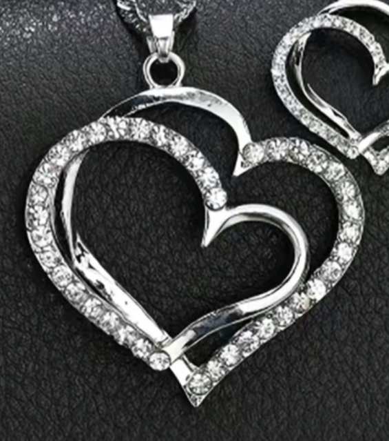 Ladies 3 PC Double Heart Necklace Set