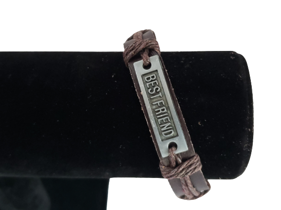 Bracelet « Meilleur ami » réglable en cuir authentique