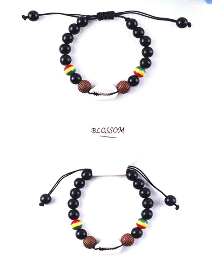 Pulsera de concha de cuentas afrocéntrica negra