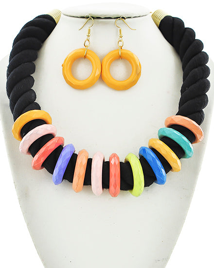 Colorful Cord Necklace Sets