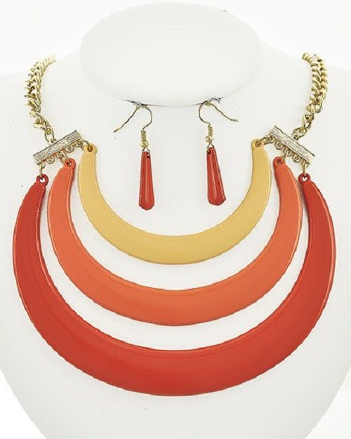 Colorful Herringbone Statement Necklace Set