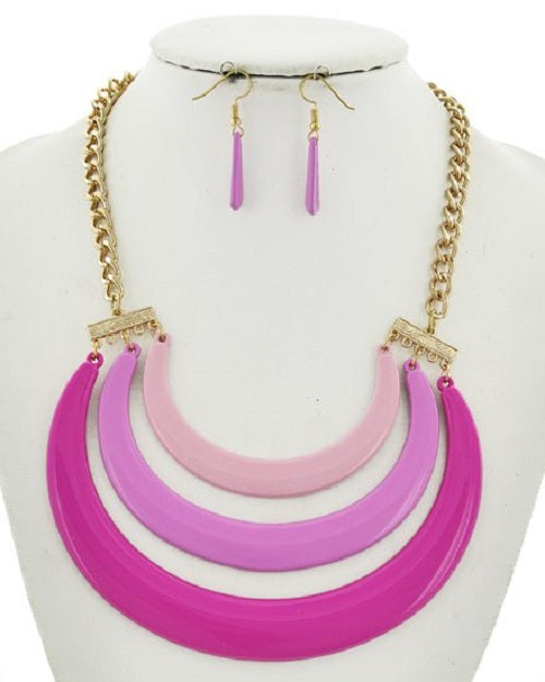 Colorful Herringbone Statement Necklace Set