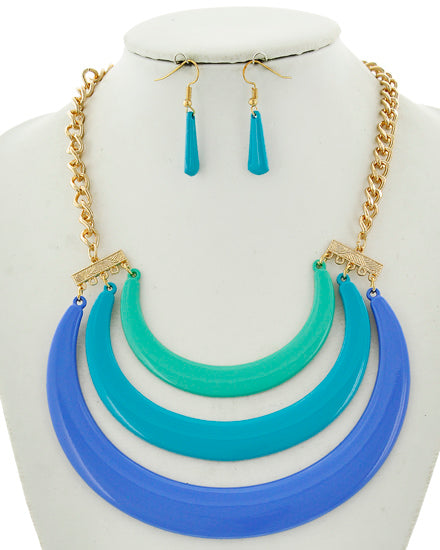 Colorful Herringbone Statement Necklace Set