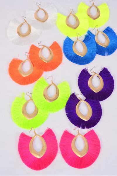 Caribbean Fringe Neon Tassel Earrings