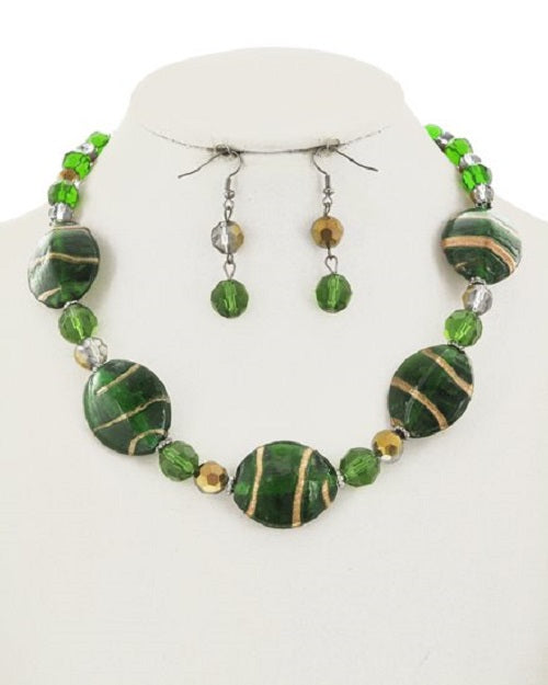 Metallic Striped Acrylic Necklace Sets