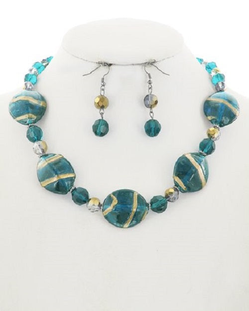 Metallic Striped Acrylic Necklace Sets