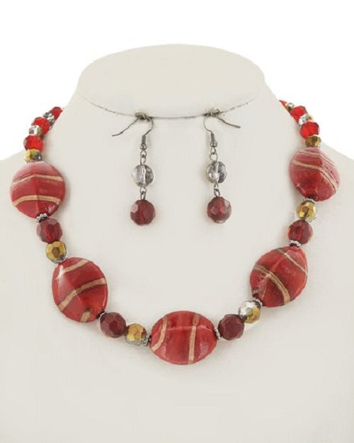 Metallic Striped Acrylic Necklace Sets