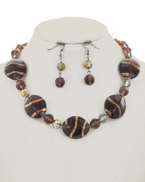 Metallic Striped Acrylic Necklace Sets